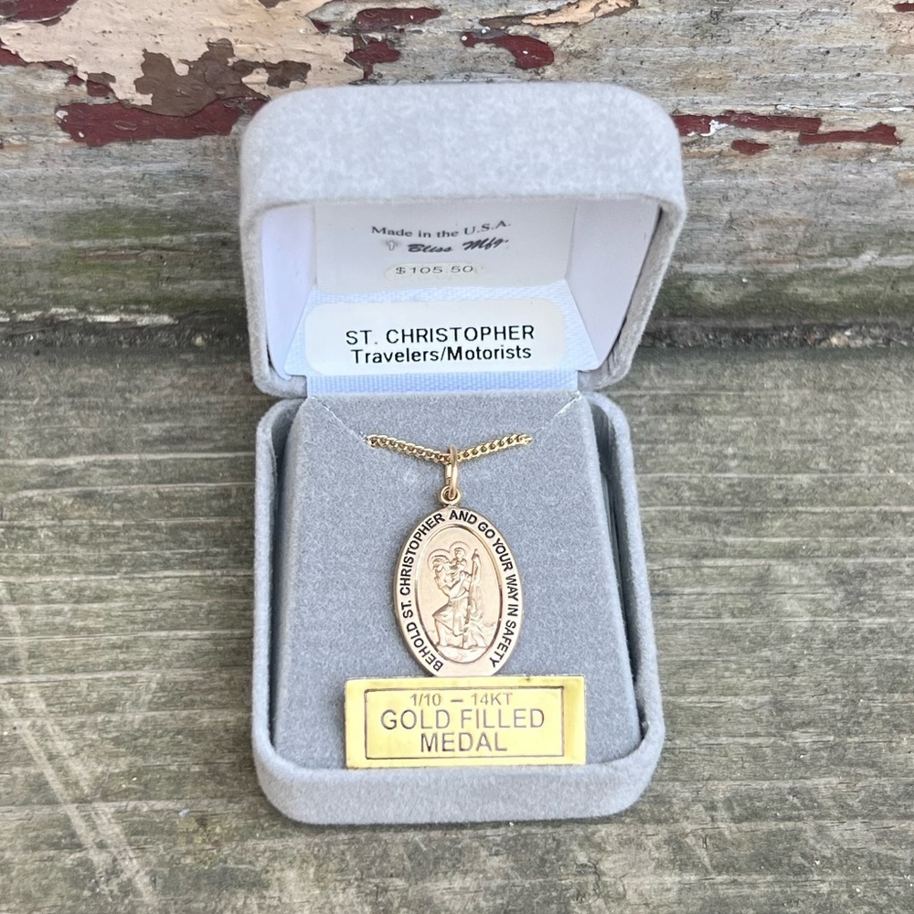 St. Christopher Gold-Filled Religious Medal Necklace 1/10 14KT with 18” Chain
